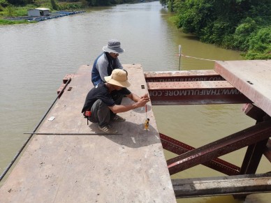 ตรวจสอบงานวางตำแหน่งเสาเข็มเจาะ BP-11 สะพานข้ามแม่น้ำปราจีนบุรี กม.1+875