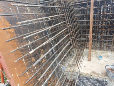 ตรวจสอบงานเหล็กเสริม Pier head P2 สะพานข้ามแม่น้ำปราจีนบุรี กม.1+875