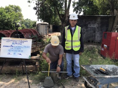 ตรวจสอบงานผูกเหล็กเสาและประกอบแบบ Column,เทคอนกรีต – P4 , สะพานข้ามแม่น้ำปราจีนบุรี RT กม.1+875