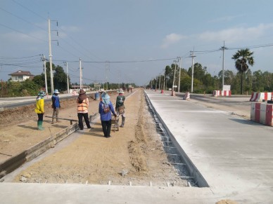 งานเข้าแบบและปรับทราย Pavement กม.0+127-0+257 Lt. ทล.319